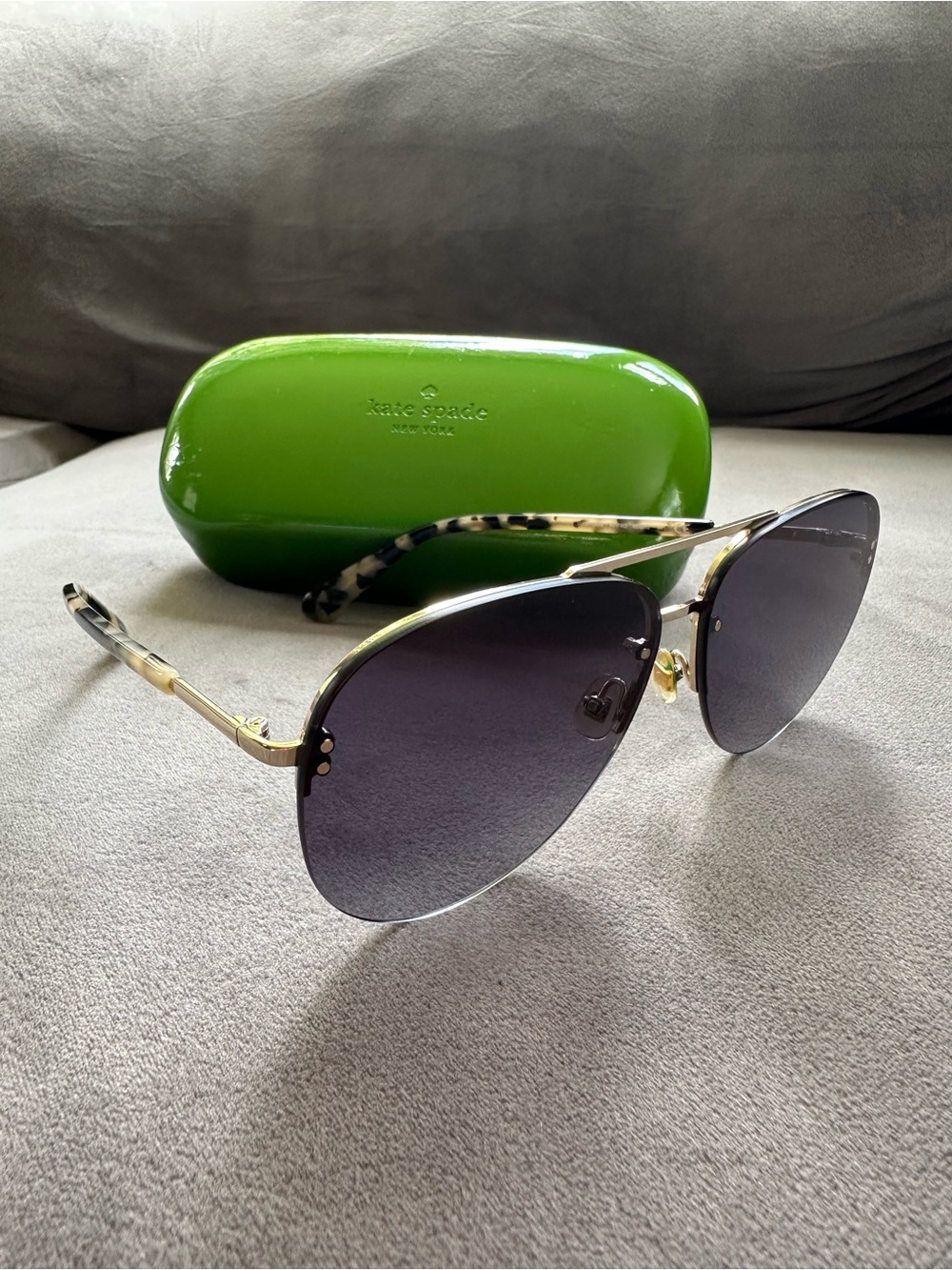 kate spade Aviator Sunglasses with Black Gradient Lenses and Tortoise Temples - Picture 2 of 3
